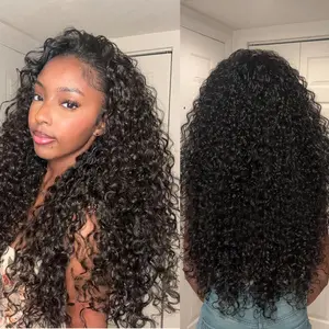 Burmese Curly Half Wig Human Hair 10-24 Inch 210% Density Half Wig Curly Hair,Wear And Go Glueless Wig With Drawstring Spiral Curly Ends 3 In 1 Flip Over Half Up Half Down Wig, Deep Wave Half Wigs For Black Women