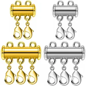 OHINGLT Necklace Layering Clasps Magnetic Slide Lock Clasp Necklace Connector Multi Strands Slide Tube Clasps