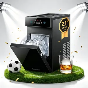 ecozy 2.1" Clear Ice Ball Maker Countertop, Minimal Footprint Sphere Ice Maker with CrystalFlux Technology, 8H Timer, 1 pc in 30 Mins, 48 pcs/Day, Self-Cleaning Round Ice Machine for Home Bar Whiskey, Bourbon, summerwins