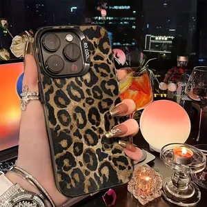 Luxury Leopard Print TPU Phone Case for iPhone  17/ 16/15/14/13/12/11/X/Plus  - Metal Button, Precise Opening, Black Leopard Print, Perfect Gift for Phone Enthusiasts Smartphone Cellphone Screen Protector Protection Shockproof Transparent Astronaut