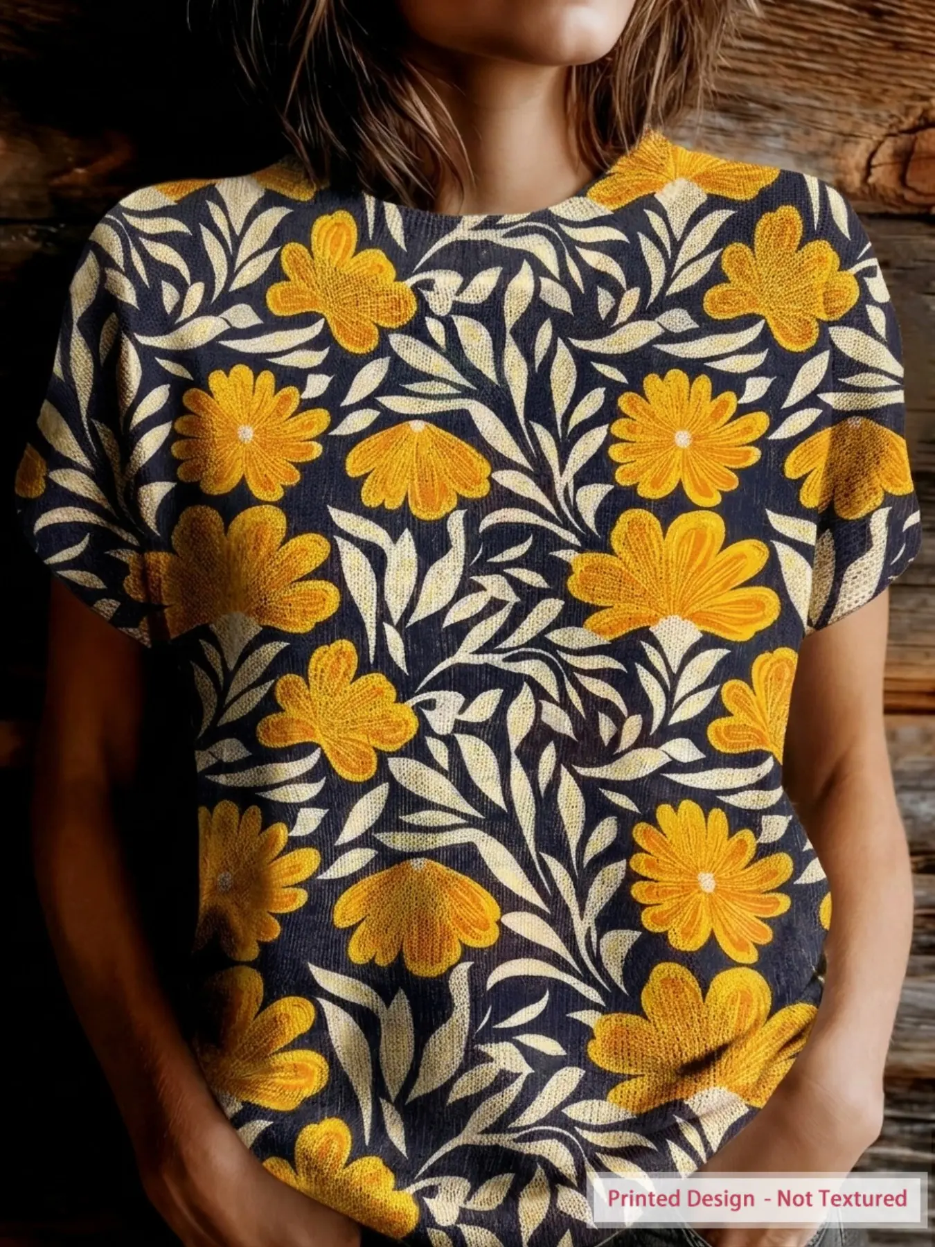 Women's Slim Fit Summer Short Sleeve Top, Knitted Round Neck Breathable Pullover, Floral Printed Pattern, Casual Fashion Shirt, Fashion Knit Clothing