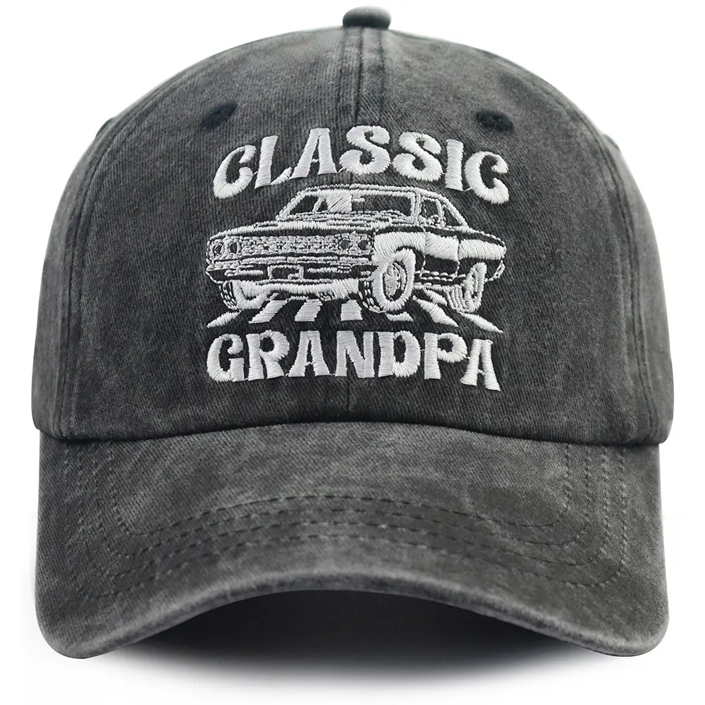 Men's Cotton Funny Grandpa Baseball Cap - Lightweight, Breathable, Soft, Adjustable Buckle Strap, Unisex Size, Letter Logo, Vintage Car Art, Male Casual Wear - Hand Wash Only, Retirement/Birthday Gift for Papa