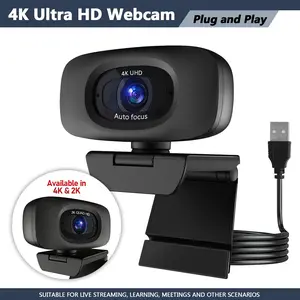 UHD 4K/30fps PC Webcam with Microphone, 2K/4K Ultra HD Autofocus, 360° Swivel & Adjustable Height, Noise-Canceling Mic, USB Plug & Play for Video Calls/Streaming USB Web Camera