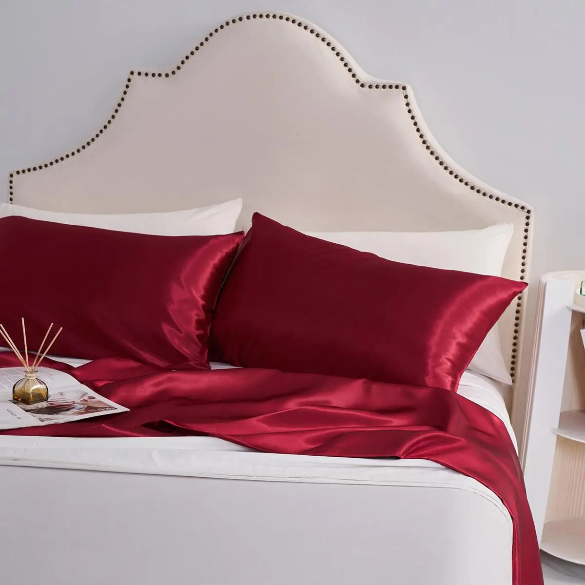 Solid Color Satin Pillowcase without Filler, 2 Counts Soft Comfortable Pillow Case, Comfy Bedding, Modern Luxury Style Pillow Cover for Home Decor, Ho