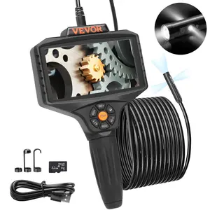 【Summervibes】VEVOR Triple Lens Industrial Endoscope, 5" IPS Screen Borescope Inspection Camera with Lights, Split Screen, 8x Zoom, IP67 Waterproof Drain Snake Camera for Auto, Plumbing(16.5FT Cable, 32GB Card)