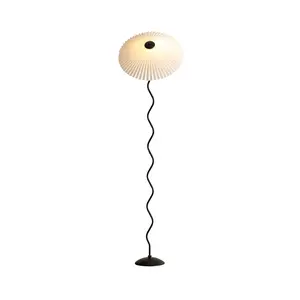 Hüga Collective Kyoto Floor Lamp - Pleated Floor Lamp Wavy Squiggle Floor Lamp