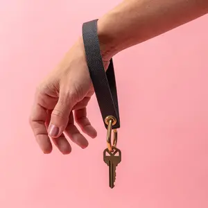 Onyx Black Pebbled Leather Wristlet