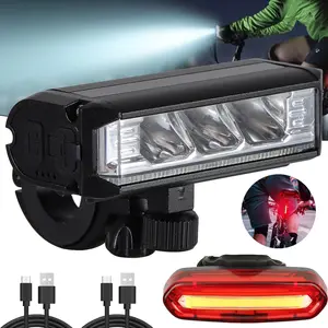 Bike Light Set USB Rechargeable Bicycle Front Headlight and Back Taillight  Easy to Install for Men Women Kids Road Mountain Cycling