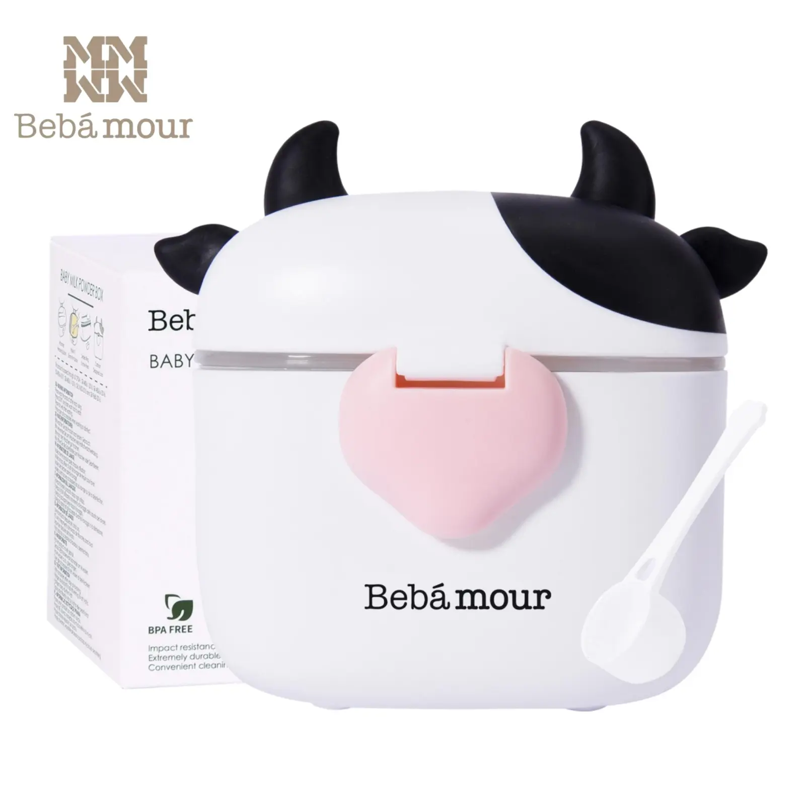 Bebamour Baby Formula Dispenser - Travel-Friendly, Leak-Proof, Non-Toxic, Odourless 450ml Container with Lid, Scoop, Leveller for On-the-Go Storage, Multi-Use Snack Holder
