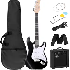 ZENY 39-inch Full Size Electric Guitar for Beginner W/Amp & Accessories Pack, Right-Handed Black
