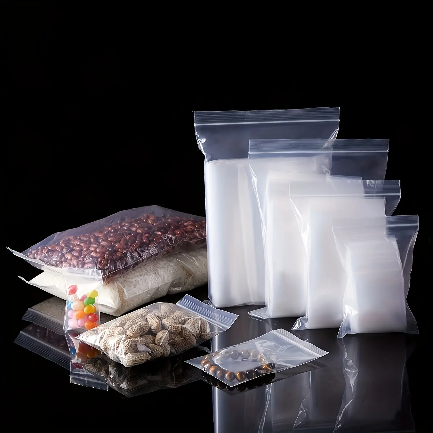100 Reusable Transparent Jewelry Bags, Small Polyethylene Sealed Mini Pouches, 2 Sizes 1.57x2.36 Inches and 1.97x2.76 Inches, Zipper Bags for Jewellery and Pills, Storage Organizer Bag, Clear Zipper Pouches