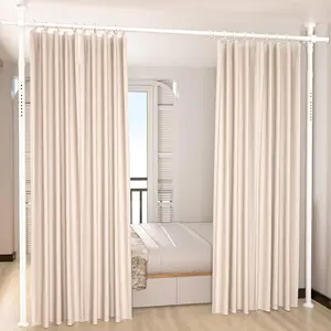 Room Divider, Tension Curtain Rod No Drilling, 4-10ft(H) 28-70inch(W) Wall Divider for Room Separation, Heavy Duty Adjustable Folding Privacy Screens, White