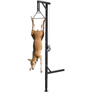 VEVOR Truck Hitch Game Hoist, 500 lbs Load Capacity, Hunting Deer Hoist with 2-inch Receiver, 360-Degree Swivel Shaft & Adjustable Height, Includes Gambrel Winch for Skinning & Cleaning Game