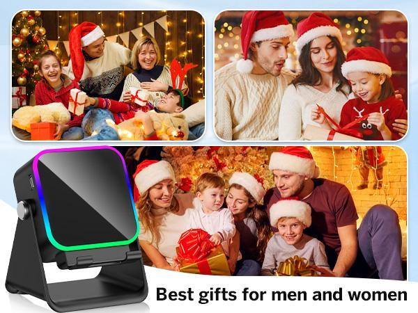 Wireless Induction Audio Speaker Stand, 5in1 Cellphone Holder, 3500mAh Rechargeable Emergency Power Bank, 360° Adjustable Mobile Tablet Stand with Colorful Ambient Light Gifts for Men Women, TikTokShopHolidayHaul