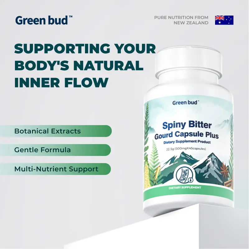 Green Bud 5 Spiny Bitter Gourd Herbal Capsules Contain Extracts of Bitter Gourd, Cinnamon, Ginseng, and Mulberry Leaves, etc.