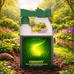 Humboldts Secret Greenify Liquid Iron Spray 12-0-0 – Chelated Iron & Nitrogen Lawn Fertilizer for Dark Green Grass, Fast Greening Lawn Treatment, Easy Hose-End Spray
