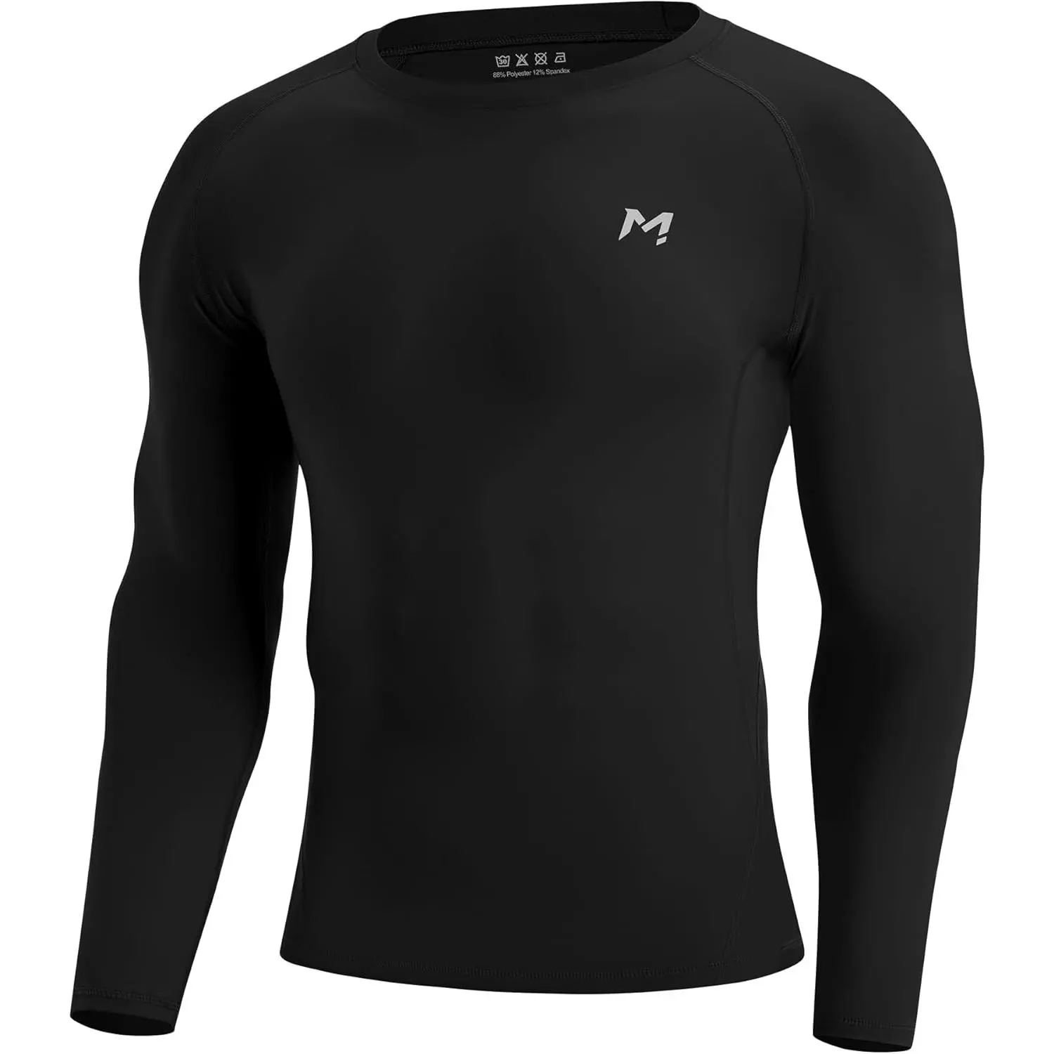 Men's Long Sleeve Compression Shirt, Athletic Crew Neck Base Layer with UPF 50+ Sun Protection, Quick Dry Top for Workout & Biking, Male, Martial Arts, Fishing, Tight Fit, Workout Sports