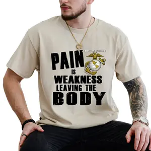 Pain Is Weakness Leaving The Body T-Shirt, US Marine Corps Graphic Tee, Military Motivational Shirt, Unisex Cotton Streetwear Top