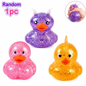Duck Squishy Stress Relief Toys - 1 PC random Colorful Glitter Fidget Toys, Squishy Fidgets, Cute Soft Squeeze Toys, Moldable Sensory Toy for Adults, Teens, and Party Favors—Anxiety Relief Squishy Toys