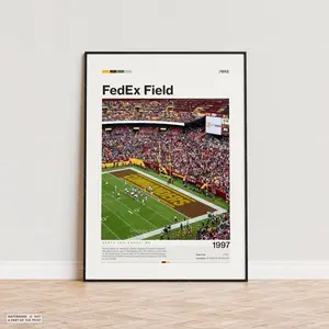 FedEx Field Poster, Washington Poster Print, Football Inspired Fan Art Stadium Poster, Sports Poster, Mid Century Modern, Football Fan Gift Print