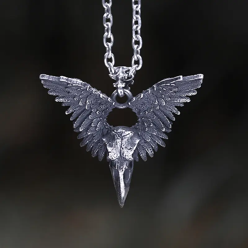 GTHIC Gothic Style Eco-Friendly Crow Shape Night Bird Stainless Steel Pendant, Durable Jewelry for Wedding, Birthday Gifting