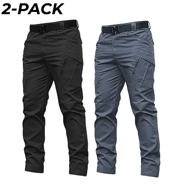 Men’s versatile knit tactical hiking pants, scratch-resistant, wear-resistant, stretchy, 2-pack; tear-resistant cargo long pants with multiple pockets; suitable for outdoor hiking, camping, and everyday work needs; available in multiple colors; a great gi