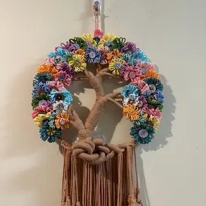 Macrame Wall Hanging with Flowers | Boho Macrame Wall Decor