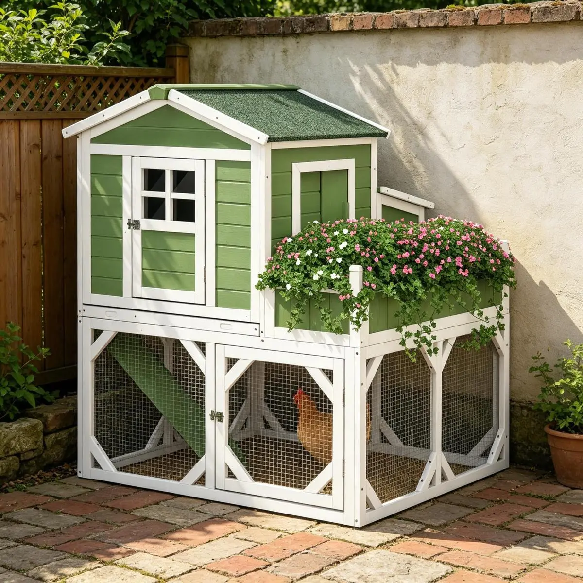[Bellemave] Chicken House Outdoor Run Cage 49" Small Chicken Coop Hen House with Garden Space,  with Weather Protection, 2-4 Birds