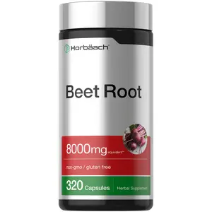 Horbäach Beet Root Powder Capsules 8000mg | 320 Pills | Non-GMO, Gluten Free Formula | High Potency Herbal Extract Supplement