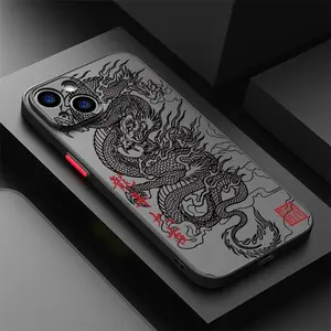 Suitable for iPhone16 15 14 13 12 11PRO MAX PLUS fashion dragon theme mobile phone case, made of durable silicone design with matte surface Protector Screen pattern