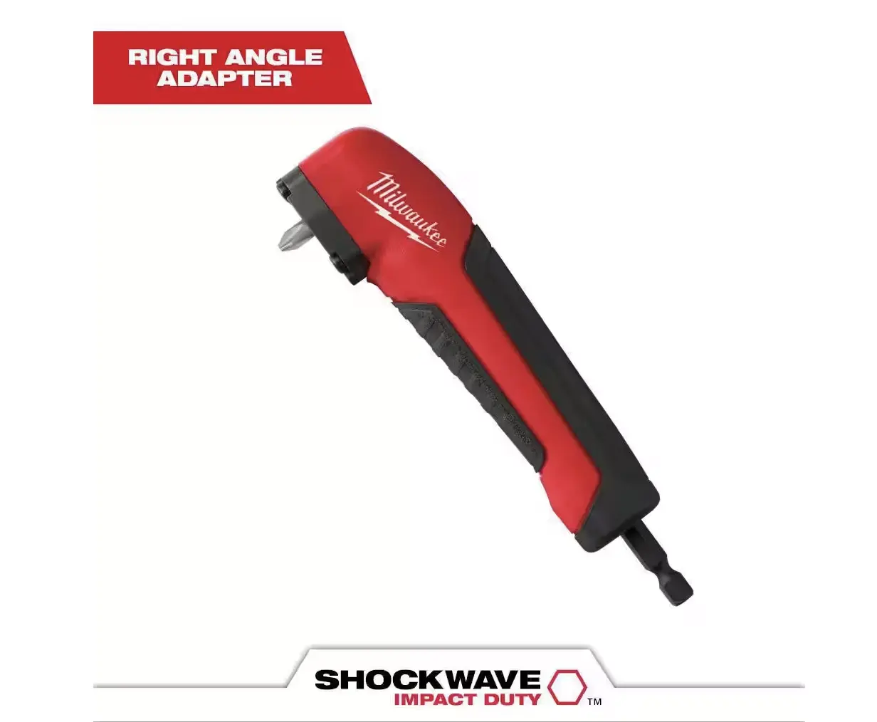 Milwaukee 48-32-2390 Angle Attachment, Power Tool Accessories, 1.4 in Slim for Tight Spots, Fits 1/4 in Hex Shank Accessories, Hardened Gears Handle Torque