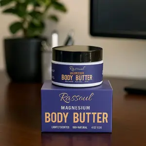 Rassoul Magnesium Body Butter - Lightly Scented 100% Natural 4 oz / 113g Moisture Calming Hydrating & Relaxing Formula for Radiant Skin Care - Radiance Smooth Cosmetic