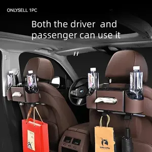 Car Organizers and Storage Box, Car Interior Accessory, Multifunctional Car Seat Back Storage Box with Tissue Holder, 2 Cup Holders & Bags Hooks, Back Seat Car Organizer for family and Travel