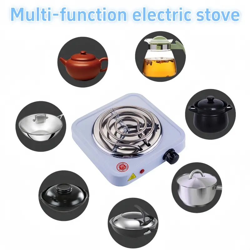 1000W Portable Electric Hot Plate Stove 7.87"×7.87" Adjustable Temperature Cooktop Compatible All Cookwares for Home Dorm Apartment Countertop Cooking