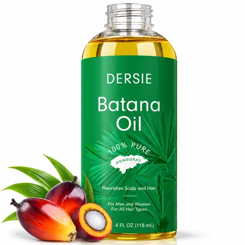 Dersie 100% Pure Batana Oil - Organic Lightweight Haircare for Adults - Moisturizing Leave-In/Pre-Wash Treatment for Dry,Damaged,High Porosity,Thin Hair - Batana Oil Hair Growth Support - Honduras Sourced (4 fl oz)