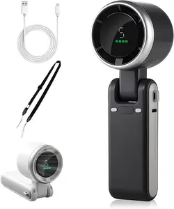 Portable Handheld Turbo Fan, 5-Speed Foldable Handheld Fans, Rechargeable Electric High-speed Smallfans, 3IN1 Hand/Desk/Neck Mini Ice Cooling Fan, 4000mAh Pocket/Travel Fans for Outdoor/Indoor (Black)