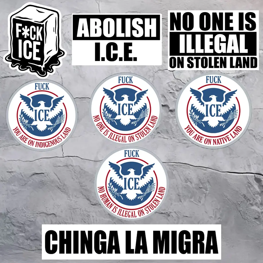 F*K I..C.E Sticker Car Magnets, Melting Ice Cube Decal Protest Sticker, No One is ILLEGAL on STOLEN Land Sticker