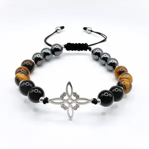 FIMENESS WITCH KNOT HAND MADE MACRAME CRYSTAL BEADED BRACELET