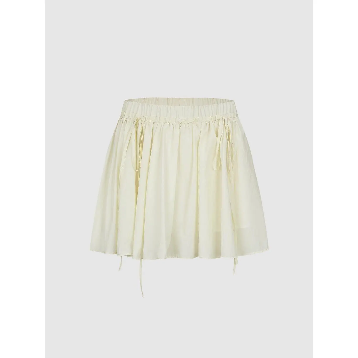 URBAN REVIVO Women's Plain Draped Flowy Mini Skirt - Ruched Side Knot, Lightweight Thin Pull-On, Slight Stretch, Hip-Flattering Fit, Fabric, Do Not Dry Clean Summer Basic