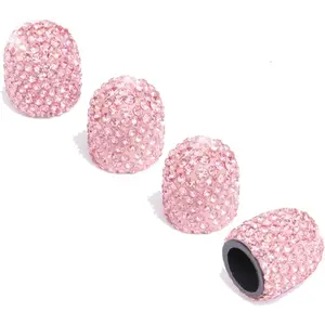 Bling Pink Tire Valve Stem Caps-4 Pcs Universal, Shinny & Sparkling, Dustproof for Cars, Motorcycles, SUVs, Trucks & Bicycles
