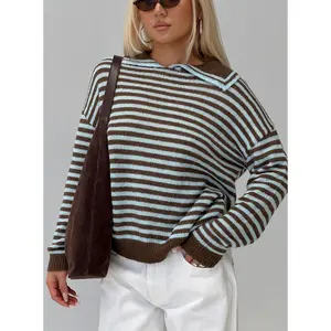 Moon Went Dark Collared Knit Sweater Stripe