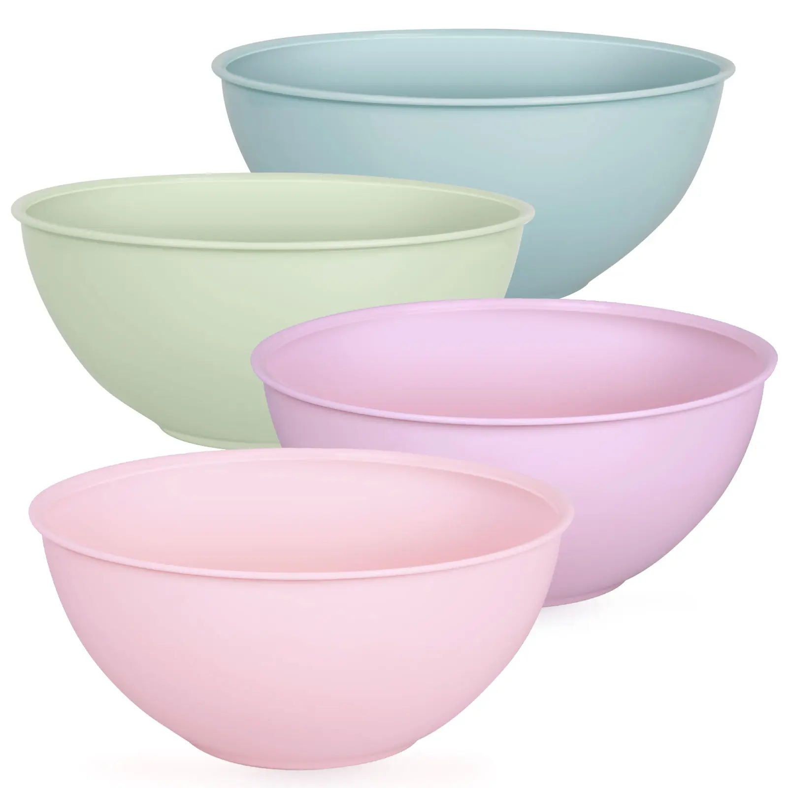 4-Piece Plastic Mixing Bowl Set, 113oz Lightweight Serving Bowls, Large Salad Bowls for Baking,Prepping, Cooking and Serving Food, Dishwasher & Microwave Safe