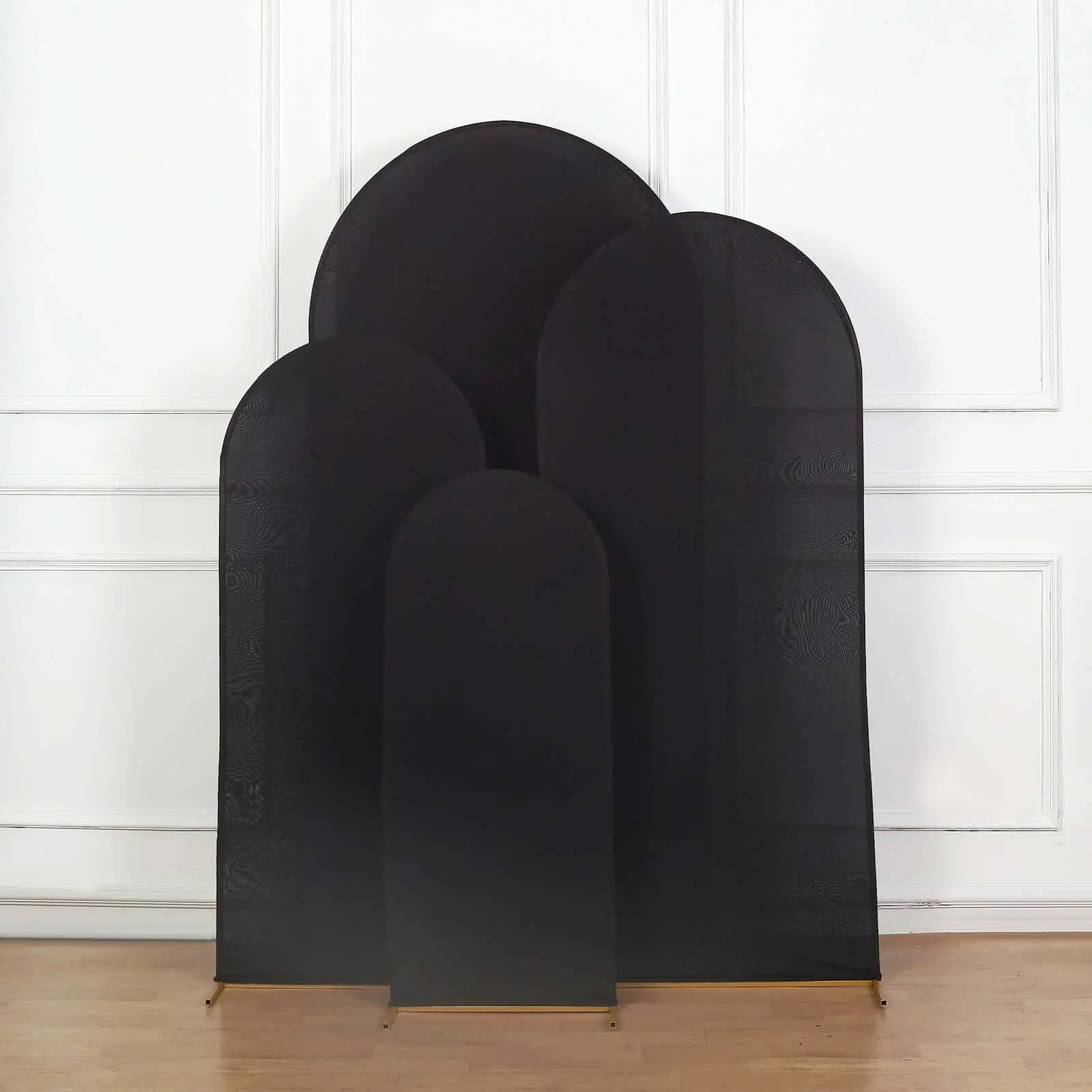 4-Pack Stretchable Matte Black Spandex Backdrop Arch Covers - Fitted for Round Top Chiara Stands (4ft,5ft,6ft,7ft), Wedding Background Arch, Birthday Party, Home & Festive Supplies
