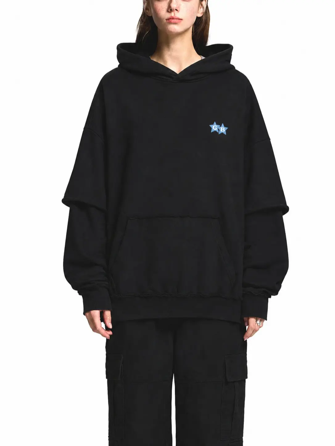 Unisex Star Tiger Black 100% Cotton Double Layered Hoodie Womenswear Tops
