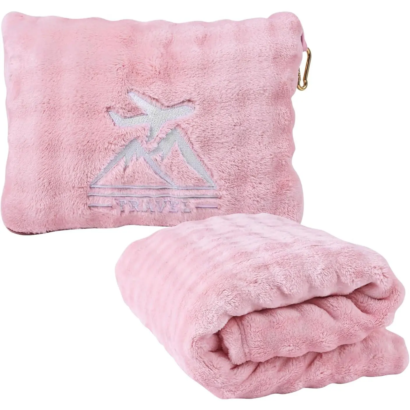 Travel Blanket and Pillow-2-in-1, Ultra-Soft&Compact, - Airplane Blanket with Hand Luggage Belt and Backpack Clip,Travelers Accessories Gifts, 61x43 Inches ()
