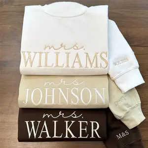 Custom Future Mrs. Embroidered Sweatshirt, Personalized Bride Sweater with Date on Sleeve, Gift For Bride, Personalized Engagement Gift