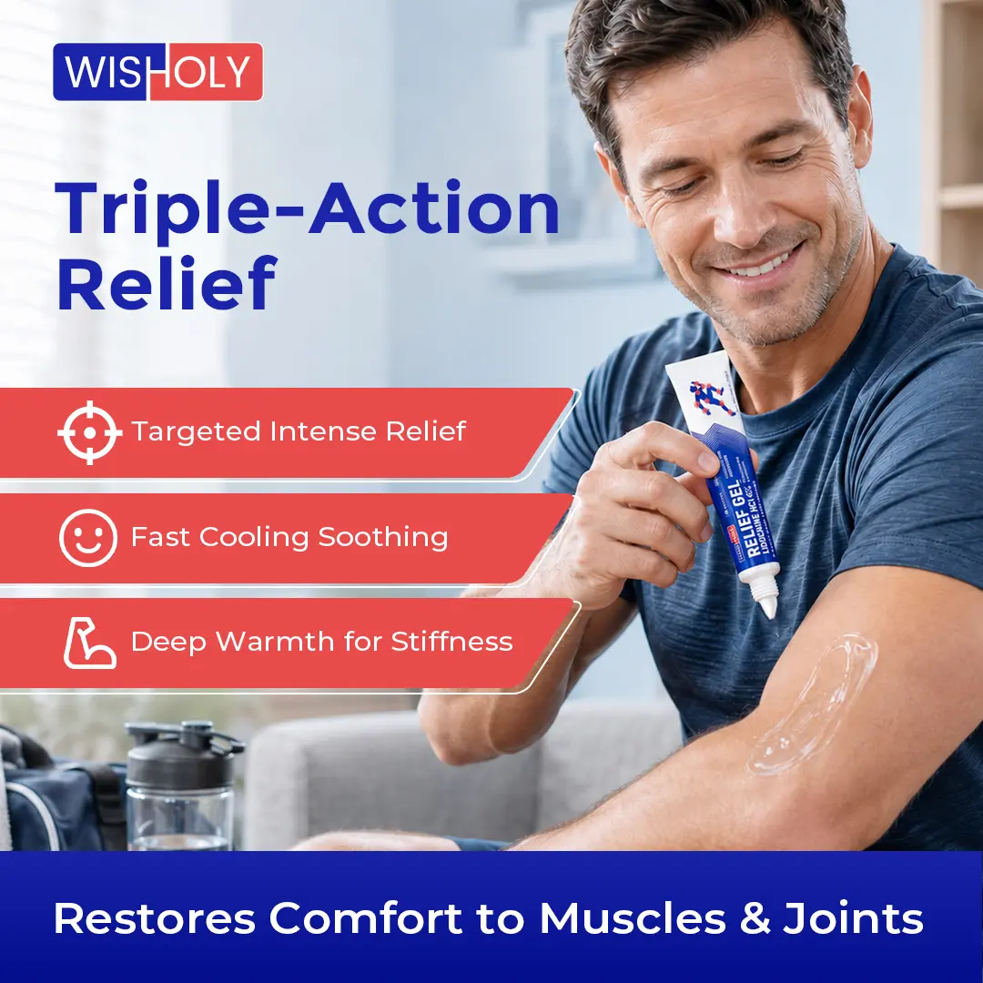 WISHOLY Max Strength 4% Lidocaine Gel with Glucosamine & Chondroitin - Targeted Joint & Muscle Pain Relief - Fast Acting Numbing Formula for Arthritis, Back & Knees - 1.06 oz