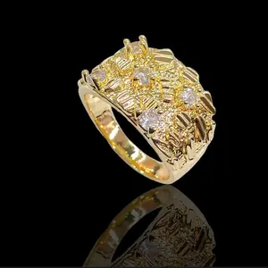 Oro Laminado Gold Filled CZ Shiny Nugget Ring