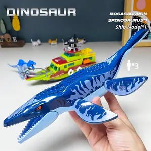 DIY Building Block Set, Mosasaurus and Triceratops, Deep Sea Escape Scene, Educational Toy for Kids, Boys and Girls, Model Kit