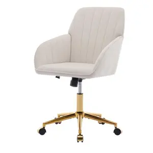 Luxury Ergonomic Office Chair with Gold-Plated Metal Base - High Back Executive Desk Chair with Memory Foam Cushion, Adjustable High & Swivel Function for Home or Office